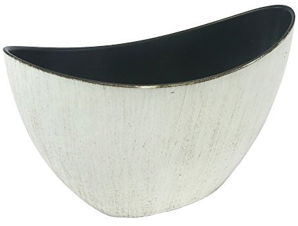 Decoline Kunststoff Blumentopf Schiff (weiß/braun, M: 24.5 x 15cm)