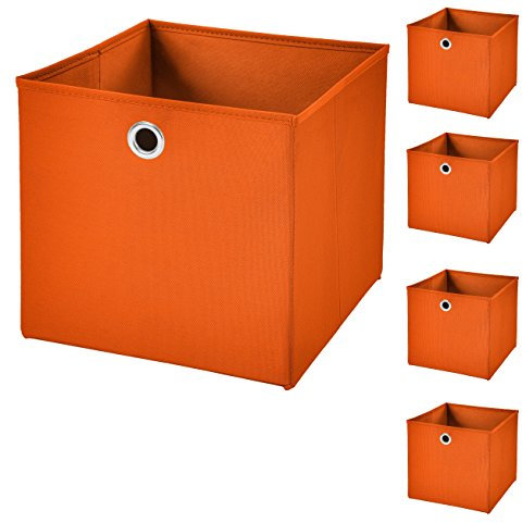5 Stück Faltbox Orange 28 x 28 x 28 cm Aufbewahrungsbox faltbar