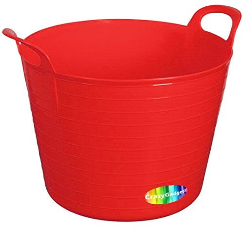 CrazyGadget® 42L 42 Litre Large Flexi Tub Garden Home Flexible Colour Rubber Storage Container Bucket - MADE IN U.K. (Without Lid, Red)
