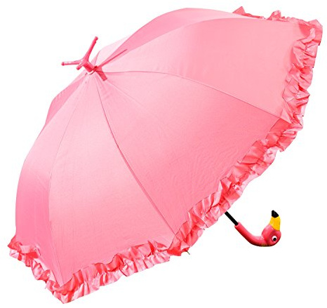 Giftcraft Sombrilla de pie de tamaño completo con flamenco rosa para lluvia de brillo