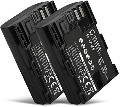 CELLONIC, Battery for Camera compatible with Canon LP-E6NH, EOS R6 Mark II, R7, 90D, LP-E6 (7.4V, 2000mAh) 2 Pieces