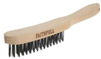 Faithfull Wire Grill Brush Barbecue Cleaner Bristles Scraper With Wooden Handle