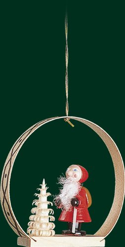 Rudolphs Schatzkiste Christbaumschmuck Nikolaus mit Baum Höhe= 7cm NEU Weihnachten Baumschmuck Holzschmuck Holz Seiffen Erzgebirge Strauchbehang Dekoration