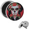 Treuheld | Ohrstecker zum Schrauben - La Catrina - rot - Motiv Fake-Plug Ø 10mm Silber - Edel-Stahl Ohr-Ringe - Chirurgen-Stahl 316L Fake-Tunnel - Gewinde Ohr-Stecker - Tag der Toten mexiko
