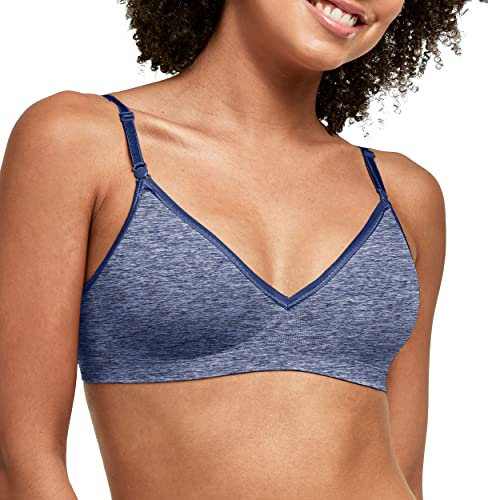Hanes Damen Convertible Wire Free Bra BH, In der Navy Heather, Mittel