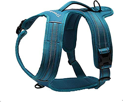 Truelove TLH5551 verhindert Zerren Hundegeschirr mit Griff Weich Gepolstert Pet Hundegeschirr Weste, reflektierendes Material(L, Blau)