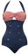 Bslingerie®, costume da bagno integrale stile retro vintage con coppa push-up Red Navy Blue Medium