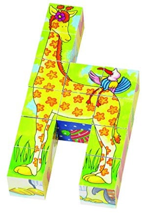 Goki 57815 - Würfelpuzzle - Lustige Tiere
