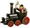 KWO Olbernhau 81928 Räuchermännchen Lokführer mit Lokomotive, 22 cm