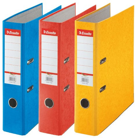 Esselte Rainbow, Pack de 3x Classeurs à Levier, Assortis, Dos de 75 mm, A4, Capacité 500 feuilles, carton, 17932