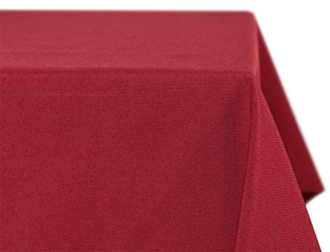 BEAUTEX fleckenabweisende und bügelfreie Tischdecke - Tischtuch mit Lotuseffekt - Tischwäsche in Leinenoptik, Oval 135x180 cm, Bordeaux