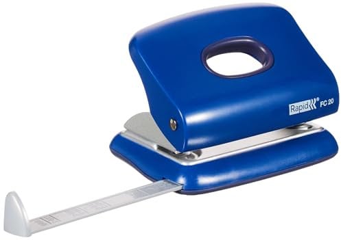 Rapid 23256401 Kleiner Locher (20 Blatt, Anschlagschiene mit Formatvorgaben, Metall, FC20) blau