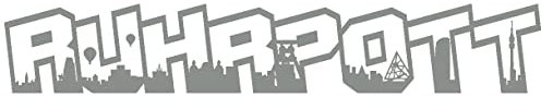 Samunshi® Wandtattoo Ruhrpott Schriftzug Skyline Wandsticker 100 x 16,7cm mittelgrau