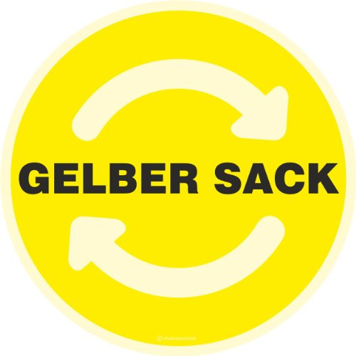 KDS Aufkleber GELBER SACK Mülltonne Abfall Recycling Wertstoffkennzeichnung 20 cm rund