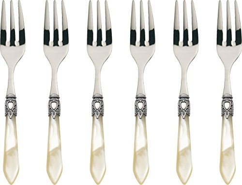 Bugatti Oxford OXBAM-N3217 Tenedores para Tartas (Juego de 6) – Acero/ABS (acrilonitrilo butadieno estireno) – 21 x 18 x 3 cm, Color Marfil