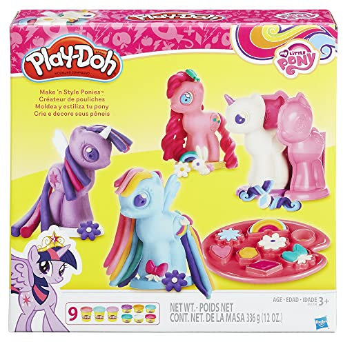 Play Doh Make 'n Style Ponies Playset, My Little Pony Figures, 9 Colors, Kids Arts & Crafts Set, Preschool Toys, for Girls & Boys, Ages 3+ (Amazon Exclusive)