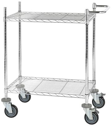 IQE-Storage Gitter-Etagenwagen WSC 103-2, Tragfähigkeit: 200 kg, LxBxH: 76 x 46 x 102,5 cm, 2 Etagen, Verchromt/Silber, Gitterwagen, Transportwagen, Chromewagen, Trolley
