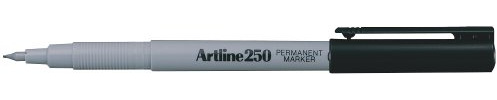 Artline 250 0.4mm Extra Fine Bullet Tip Permanent Marker - Black [Pack of 12]