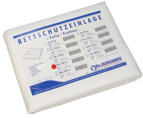 Dr. Junghans Medical 10217 Matratzen-/Nässeschutz Bettschutzeinlage, Folie/Frottee, 100 x 200 cm