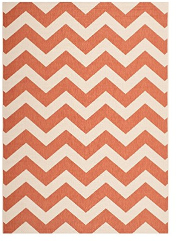 SAFAVIEH Washable Rug Outdoor Courtyard Collection - 2'7 x 5', Terracotta & Beige, Non-Shedding & Easy Cleaning, Ideal for Patio, Backyard, Mudroom (CY6244-241)