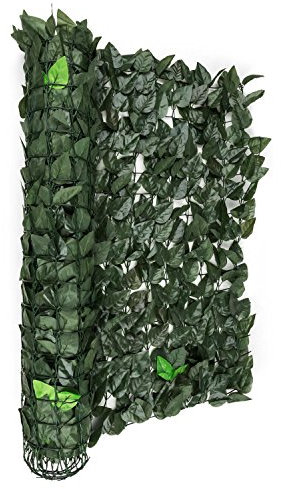 blumfeldt Fency Dark Leaf - Sichtschutz, Windschutz, Lärmschutz, 300 x 150 cm, Buchenblätter, hohe Blickdichte, kunststoffummanteltes Gitternetz, 6 x 6 cm Maschenweite, dunkelgrün