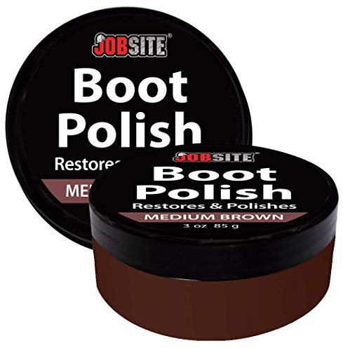 JobSite Premium Leather Boot & Shoe Polish Cream - Restores, Conditions & Polishes - Medium Brown - 85 g