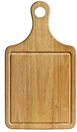 Premier Housewares Rubber Wood Paddle Chopping Board with Groove, 36 x 20 x 1.5 cm