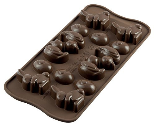 Silikomart 195039 Pralinenform Ostern, 14er-Form, Braun