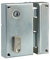 Vachette Serrure en Applique Verticale à fouillot Droite, pour Grilles et Portails - 67237/SC D - Carré de 7 mm, Axe à 44 mm, Convient pour Une Utilisation extérieure, 2 Clés fournies, Zinguée Blanc