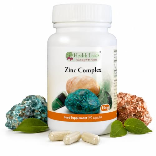 Zinc Complex 15mg | Zinc & Copper | 90 Vegan Caps | Health Leads | 15mg zinc + 1.5mg copper (balanced ratio). Immunity, skin, hair, nails, cognitive function (EU claims). Vegan.