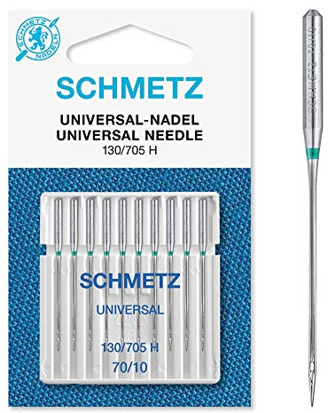 Schmetz Universal (Regular/Standard) Sewing Machine Needles, Pack of 10, Size 70/10, Single Packet, Includes Large Schmetz Needle Threader