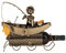 Mel-O-Design Extravaganter Wein Flaschenhalter Fischer im Boot aus Metall Höhe 27 cm