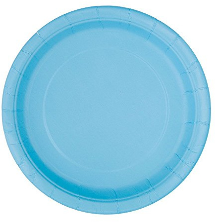 Powder Blue Solid Round Paper Dessert Plates (17cm) 8 Count - Vibrant Paper Plates for Parties and Events, Perfect for Appetizers, Snacks, and Desserts