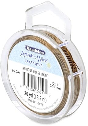 Artistic Wire 51 mm Tarnish Resistant Copper Craft Wire, Antique Brass Color, 18.2 m, 24 Gauge, 20 yd