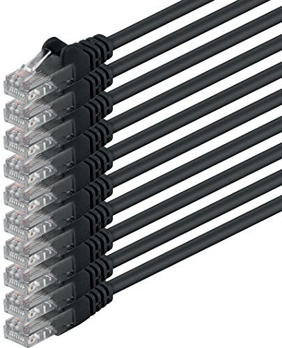 3m - Negro - 10 Piezas - Cable de Red Ethernet con Conectores RJ45 CAT6 Cat 6 Cat.6 1000 Mbit/s