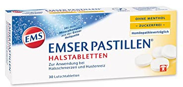 Emser Pastillen Halstabletten ohne Menthol, zuckerfrei – Bei Halsschmerzen, Husten und starker Stimmbelastung – 30 Stück