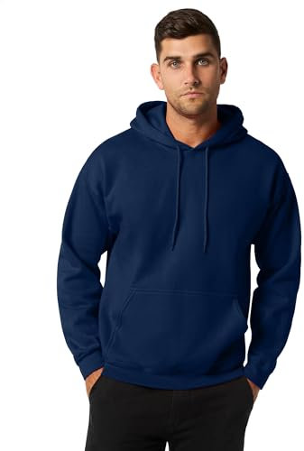 Gildan Felpa In Pile Con Cappuccio, Modello G18500, Felpa con Cappuccio Uomo, Blu (Navy), L