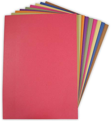 A2 Recycled Sugar Paper Bright Colours 250 Large Sheets in 10 Assorted Colours, Great for Kids Arts & Crafts, Drawing, Painting & Scrap Booking. 60 x 42cm Sheet Size