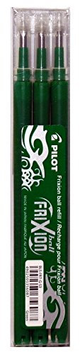 Pilot - FriXion Ball - Set de 3 recharges - Vert - Pointe Moyenne