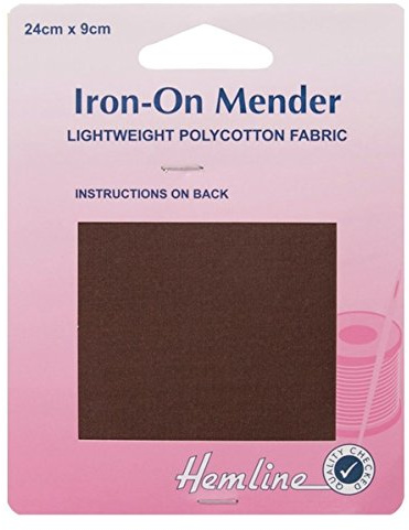 Hemline Polycotton Mender Iron-On Patch, 1 x 24 x 9 cm - Brown