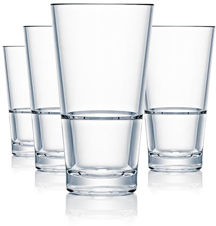 Strahl CapellaStack Polycarbonate Half Pint Tumblers 10oz - Set of 12 - Stacking Hiball Glasses