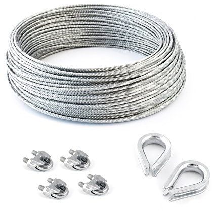 10m DRAHTSEIL SET 2/3mm 6x7 PVC+FC + 4 x SEILKLEMMEN 3mm DIN 741 + 2 x KAUSCHE 3mm verzinkt Stahlseil Forstseil Seil Draht Stahl für Drahtseil Seilöse Seil mit Öse Drahtseilklemmen Drahtseil Drahtseilklemme Klemme Anschlagseil