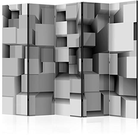 decomonkey Paravent Raumteiler Innen 3D Effect 225x172 cm 5 Teilig Einseitig Room Divider Wall Raumteiler Stehend Trennwand Sichtschutz Spanische Wand Sichtschutzwand Wohnzimmer Holz