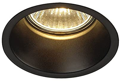 SLV HORN-O | LED Einbaustrahler, Dimmbare Decken-Lampe zur Beleuchtung innen, LED Spots, Deckenstrahler, Deckenleuchten, Einbau-Leuchte | GU10, rund, schwarz matt, max. 50W, inkl. Clipfedern, Klein (50W)