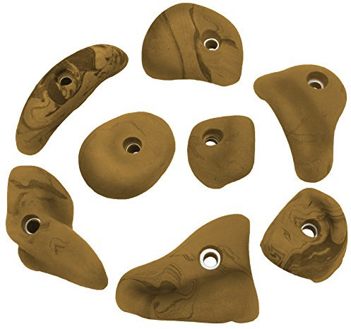 ALPIDEX 8 Klettergriffe | Henkel | Griffe Größe L | Klettersteine | Kletterwand | Verschiedene Formen Farben, gelb-meliert