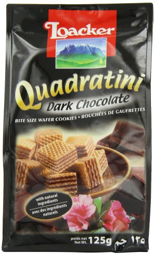 Loacker Dark Chocolate Quadratini Wafer Biscuits 125 g (Pack of 6)