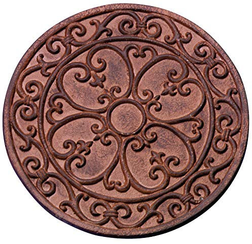 3 Stück Esschert Design Gehwegplatten, Gartenfliesen, Trittplatten, Terrassenplatten Motiv Klassik, rund, ca. Ø 30 cm x 1,2 cm Höhe