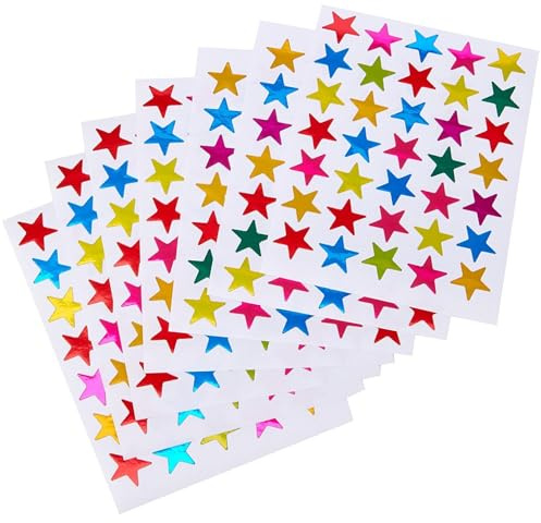 Star Stickers for Reward Chart, 700 Small 15mm Teacher Reward Stickers | Gold and Coloured, Journals Planners Diaries, For Children Kids and Schools, Sticky Mini Crafting, Pink Blue Red
