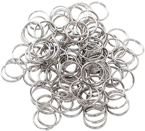 sourcing map 100 Stück Edelstahl Schlüsselringe 12mm multifunktionalen runden flachen Schlüsselanhänger Schleifen Schlüsselanhänger für Haus Auto Büro Schlüssel Befestigung, Silber