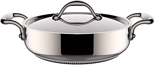 Lagostina Accademia Lagofusion Casseruola Semifonda con 2 Maniglie e Coperchio, Acciaio Inossidabile, Argento, 26 cm